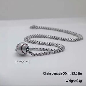 Stainless Steel Baseball Necklace for Men Women